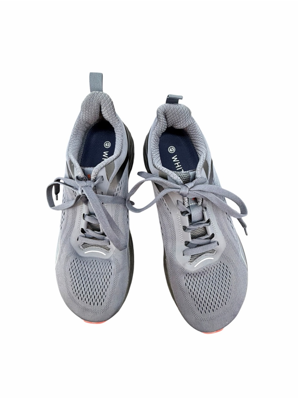 WHITIN Gray Zero Drop Wide Toe Box Athletic Lace-Up Running Sneakers